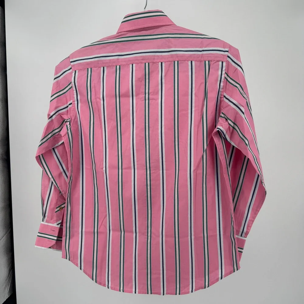New Robert Graham Shirt Flip Cuff Mens S Pink Striped Paisley Long Sleeve Luxury